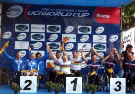 Premiazione alla Coppa del Mondo di Paraciclismo a Roma