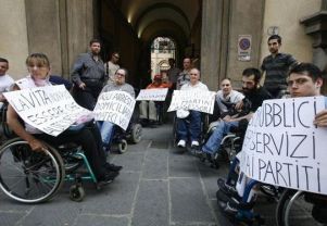 Manifestazione di protesta di disabili in Sicilia, ottobre 2012