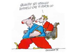 Disegno di Giuliano in esclusiva per «DM», giornale della UILDM - Unione Italiana Lotta alla Distrofia Muscolare.