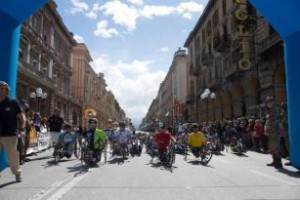 Partenza della tappa di Cuneo del Giro d'Italia di Handbike 2013