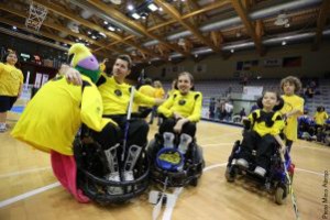 Giocatori della Coco Loco Padova di wheelchair hockey