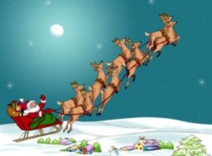 Babbo Natale e la sua slitta tirata dalle renne