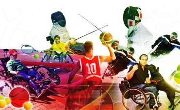 Collage di persone con disabilità impegnate in diverse attività sportive