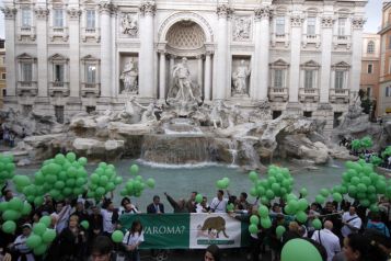 Aprile 2014: flash mob di Case Famiglia, davanti alla Fontana di Trevi a Roma