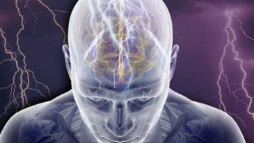 Realizzazione grafica con onde elettriche nel cervello di un uomo