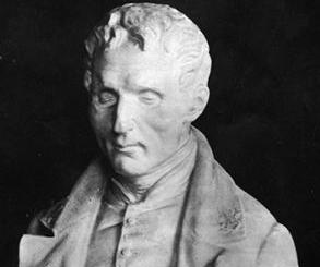 Particolare di un busto dedicato a Louis Braille