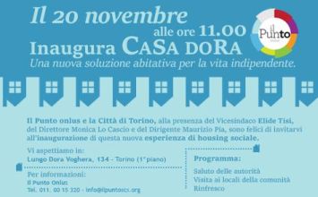 Locandina dell'inaugurazione di "Casa Dora", Torino, 20 novembre 2015