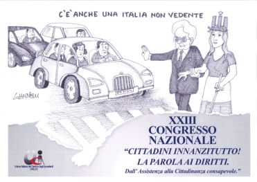 Realizzazione grafica, con disegno di Emilio Giannelli, per il XXIII Congresso Nazionale UICI, Chianciano Terme (Siena), 5-8 novembre 2015