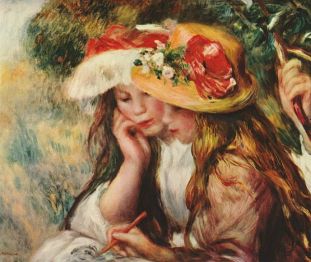 Pierre-Auguste Renoir, "Due ragazze che leggono in un giardino", 1890 circa