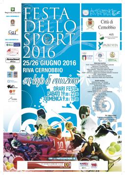 Manifesto della "Festa dello Sport 2016" dell'AUS Niguarda, Cernobbio (Como), 25-26 giugno