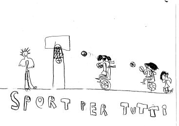Disegno su sport e disabilità di Lucrezia, 6 anni (figlia di Alessandra Corradi)