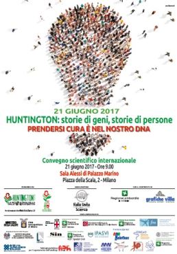 Locandina del convegno del 21 giugno 2017 a Milano sulla malattia di Huntington
