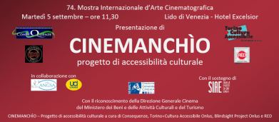Venezia, 5 settembre 2017: locandina della presentazione di "Cinemanchìo"