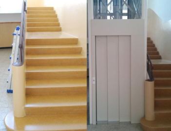 Comune di San Paolo di Jesi (Ancona), prima e dopo l'installazione dell'ascensore