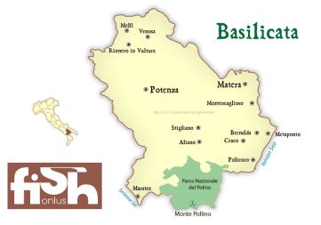 Mappa della Basilicata con logo FISH