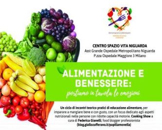 Locandina del ciclo "Alimentazione e benessere", Milano, febbraio-maggio 2018