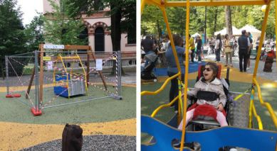 Altalena accessibile a bimbi con disabilità nei Giardini Montanelli di Milano