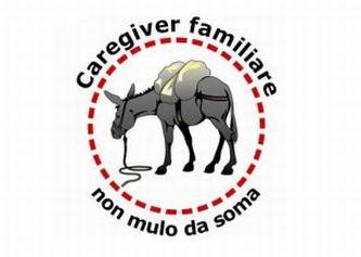 Immagine grafica con un mulo e la scritta "Caregiver familiare non mulo da soma"