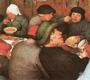 Pieter Bruegel (o Brueghel) il Vecchio, "Il banchetto di nozze", circa 1568, particolare