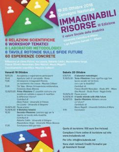 Locandina del meeting "Immaginabili Risorse", Milano, 19-20 ottobre 2018