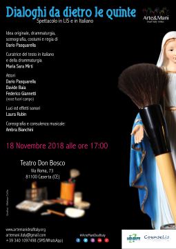 Locandina dello spettacolo "Dialoghi da dietro le quinte", Caserta,18 novembre 2018