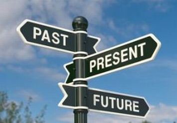 Cartelli stradali con le scritte "Past" (passato), "Present" (presente) e "Future" (futuro)