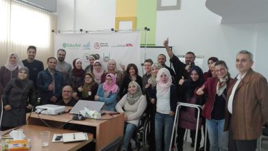 Foto di gruppo a Gaza City, per il Progetto "I-CAN"