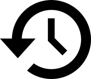 Simbolo grafico di orologio che marcia all'indietro