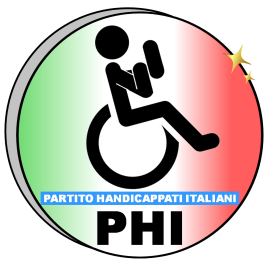 Realizzazione grafica di Gianni Minasso del possibile logo del PHI (Partito Handicappati Italiani)
