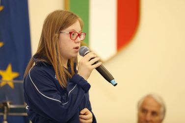 Veronica Paccagnella, durante la presentazione al CONI della delegazione italiana in partenza per i Giochi Special Olympics di Abu Dhabi