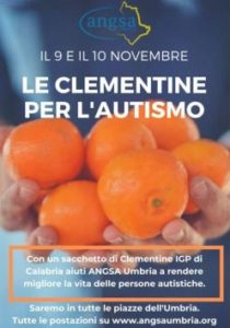 Locandina della campagna delle clementine: ANGSA Umbria, 9-10 novembre 2019