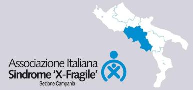Contorno Regione Campania e logo dell'Associazione Italiana Sindrome X Fragile