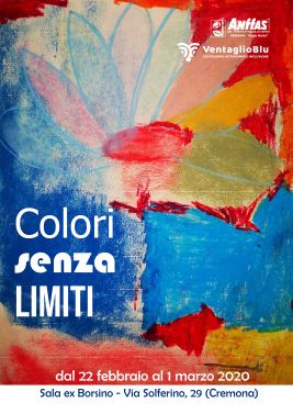 Locandina della mostra "Colori senza limiti", Cremona, 22 febbraio-1° marzo 2020