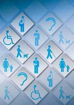 Simboli di varie persone, con e senza disabilità