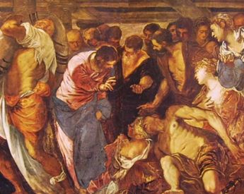 Tintoretto, "La probatica piscina (Cristorisana un paralitico", 1559, Venezia, Chiesa di San Rocco