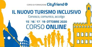 Locandina del corso sul turismo accessibile di Cityfriend, ottobre 2020