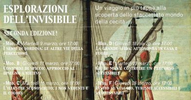 Locandina della seconda edizione di "Esplorazioni dell'invisibile", marzo 2021, La Girobussola, Bologna
