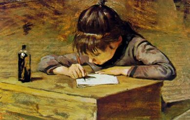 Telemaco Signorini, "Bambina che scrive", XIX secolo