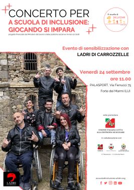 Manifesto del concerto dei Ladri di Carrozzelle a Forte dei Marmi (Lucca), 24 settembre 2021