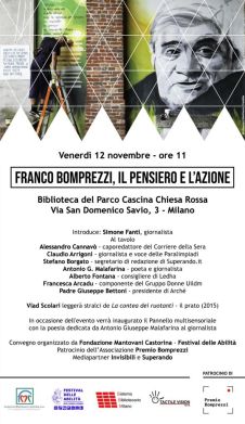 Locandina del convegno del 12 novembre 2021 su Franco Bomprezzi