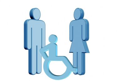 Disabile e genitori (disegno grafico)