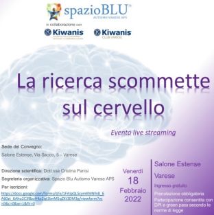 Locandina del convegno Spazio Blu Autismo Varese, 18 febbraio 2022