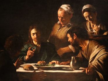Caravaggio, "Cena di Emmaus" (particolare), Pinacoteca di Brera, Milano
