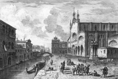 Antica raffigurazione della Basilica dei Santi Giovanni e Paolo a Venezia