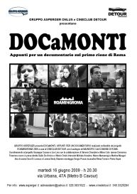La locandina dedicata a «DOCaMONTI», documentario realizzato dai ragazzi del Gruppo Asperger Lazio