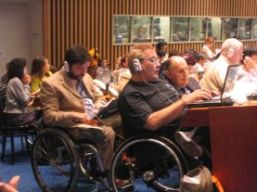 Pietro Barbieri, a sinistra, a New York durante i lavori per la Convenzione sui Diritti delle Persone con Disabilità
