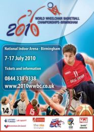 Locandina ufficiale dei Mondiali di basket in carrozzina di Birmingham 2010