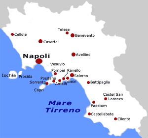 Una mappa della Regione Campania