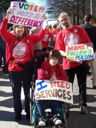 Una manifestazione del 2007 negli Stati Uniti per ottenere servizi in favore delle persone con grave disabilità