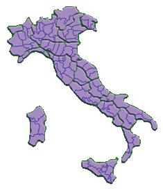 La cartina dell'Italia, con le sue 109 Province
